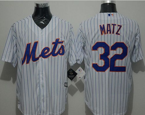 Mets #32 Steven Matz White(Blue Strip) New Cool Base Stitched MLB Jersey - Click Image to Close